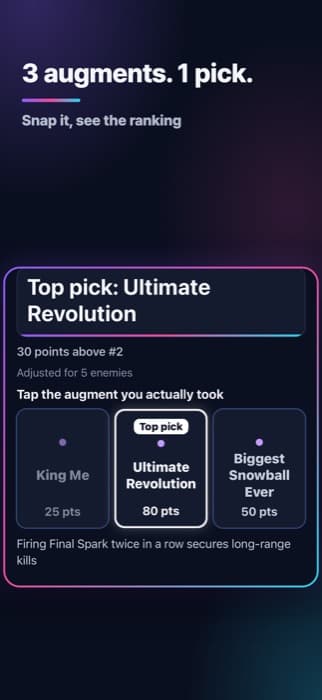 The top pick among three augments