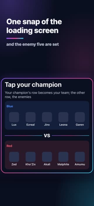 Ten champions read from the loading screen, picking yours